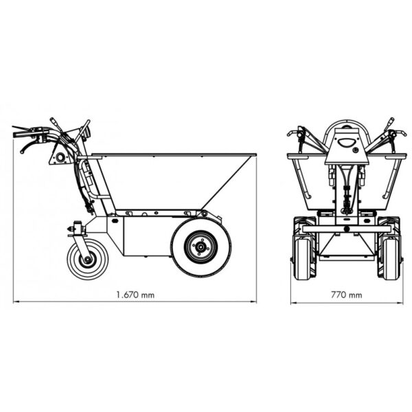 brouette électrique 500kg vérin gaz mw-tools med500 – Image 2